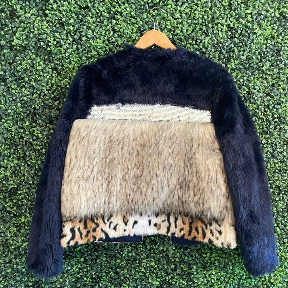 NWT Boston Proper bling faux fur jacket. - Picture 2 of 13